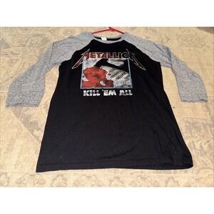 METALLICA Black Gray 3/4" Sleeve Shirt Sz Large Mens Pacific Kill Em All